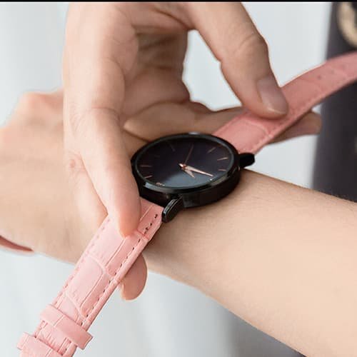 leather watch strap pink color